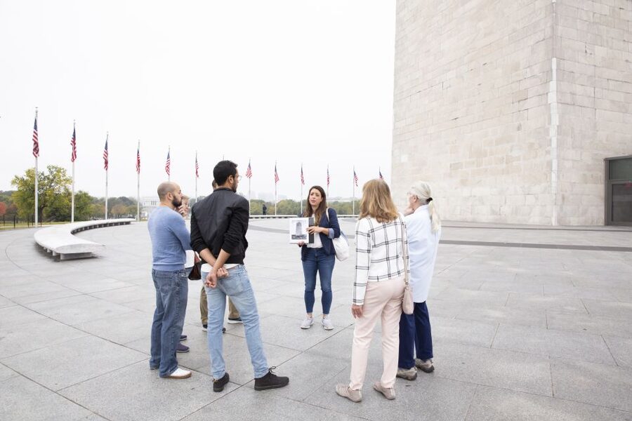 DC: Guided National Mall Tour & Washington Monument Ticket - Finding the details at the Lincoln Memorial